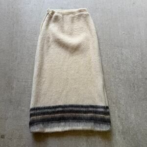 Women's Vintage 70's Alis Iceland Sheep White Wool Long Maxi Skirt Sz Medium VTG